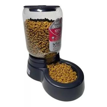 Imagem de Alimentador Automático para Pets com Dispensador de Ração, 2 Compartimentos, Preto