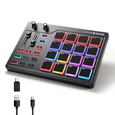 Imagem de Donner Midi Pad Beat Maker Machine Professional, Drum Machine Com 16 Beat Pads, 2 Fader E Knobs Atribuíveis E Software De Produção Musical, Controlador Midi Usb Com 40 Cursos, Starrypad
