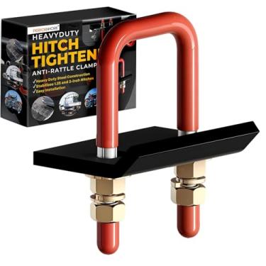 Imagem de Performore Aperto de engate para engate de 5 cm - Dispositivo antichocalho para engate de reboque, inclui tampas de rosca e U de plástico vermelho na caixa com etiqueta 4C