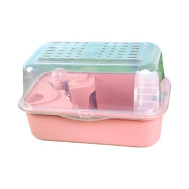 Imagem de Generic Grande gaiola de hamster pequena gaiola de animal abordado, respirável, portátil, hamster Habitat House para ratos ratos gerbils, Rosa