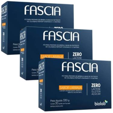 Imagem de Fascia Colágeno Sabor Laranja Kit 3 Caixas C/30 Saches Cada Caixa