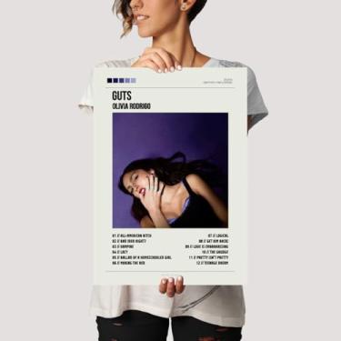 Imagem de Quadro Decorativo Sem ou Com Moldura Música Cantora Olivia Rodrigo Álbum Guts (Placa Decorativa MDF)