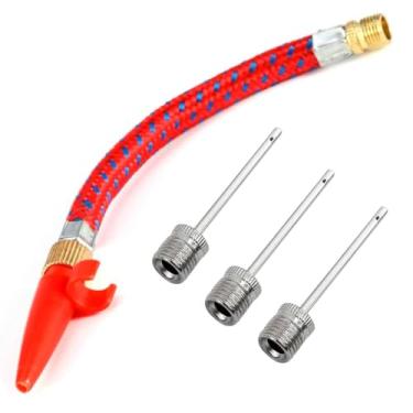 Imagem de Kit Completo de Bicos para Encher Bolas Esportivas e Boias Inclui 4 Bicos de Enchimento Agulhas Resistentes e Mangueira Extensora para Uso com Bombas de Ar Manuais e Elétricas JHJ