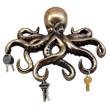 Imagem de Ebros Gift The Call of Cthulhu Deep Sea Kraken Polvo Monstro suporte de chave suporte de chave ganchos escultura placa estatueta 28,5 cm A