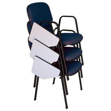 Imagem de 03 Cadeiras Escolar Universitária Linha Hotel Auditório Azul