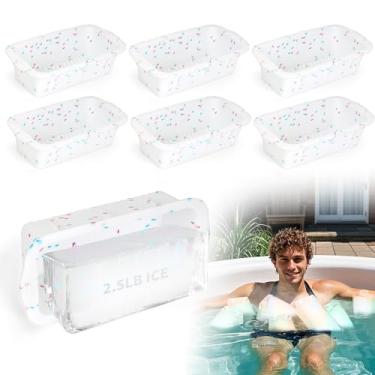 Imagem de Pacote com 6 moldes reutilizáveis de silicone para blocos de gelo, 6,8 kg, extra grande, para banheiras de imersão fria e banhos de gelo, bandejas gigantes para cubos de gelo, acessórios para