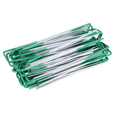Imagem de 100pcs Meio Verde Artificial Grama Grama u Pinos Metal Galvanizados Pegs Grampos Maconha Galvanizou Pinos u Grampos