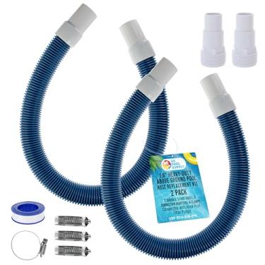 Imagem de U.S. Pool Supply Kit de substituição de mangueira de piscina acima do solo resistente de 3,8 cm - 2 mangueiras duráveis de 3 pés, 2 adaptadores de conexão, 4 braçadeiras - compatível com bombas de
