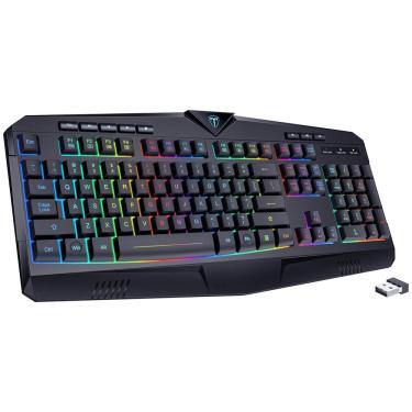 Imagem de Teclado para jogos sem fio Dacoity recarregável rgb retroiluminado