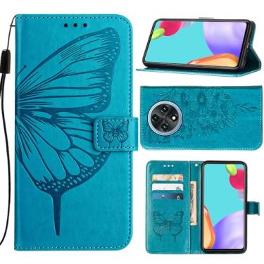 Imagem de Covthch Capa carteira compatível com UMIDIGI G100, suporte de couro com fivela magnética com compartimentos para cartões de crédito, capa flip de couro PU compatível com UMIDIGI G100A - azul