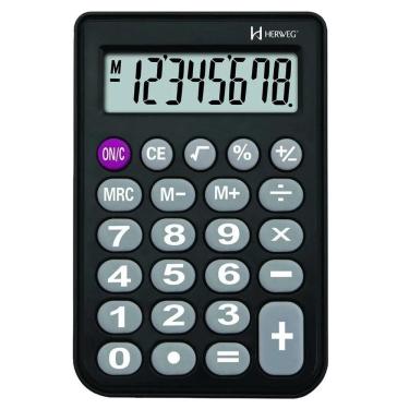 Imagem de Calculadora De Mão Digital Preta 8 Dígitos Herweg 8508 034
