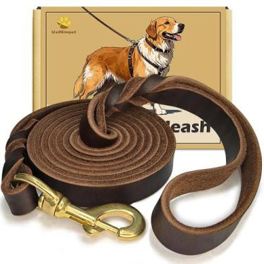 Imagem de Coleira para cães WerchnPet Leather 6 pés x 1,9 cm, resistente para cã