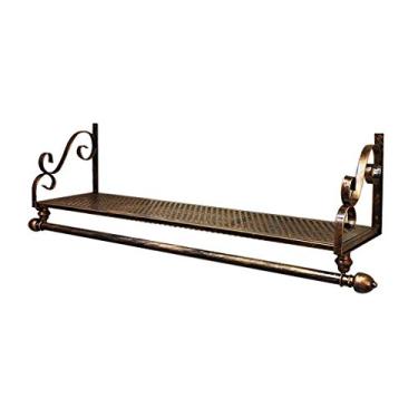 Imagem de CUTPOIY Suporte de parede industrial para roupas, loja de roupas, exibição de roupas de ferro, prateleiras flutuantes, rack de armazenamento de cabide (cor: bronze, tamanho: 60 x 25 x 33 cm) (bronze