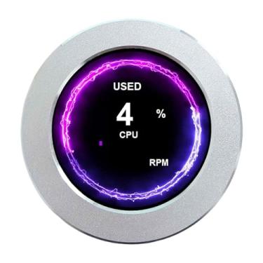 Imagem de VSDISPLAY Tela LCD redonda AIO de 2,1 polegadas 480 x 480 monitor de data de temperatura da CPU para computador PC Case Cooler líquido, prata