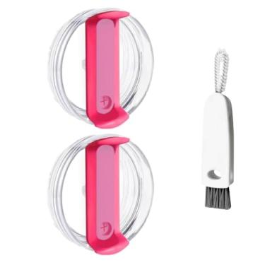 Imagem de Tampa de copo de 1,134 g compatível com copo Stanley, pacote com 2 capas de copo à prova de respingos à prova de poeira adequadas para Stanley Quencher 2.0 Tumbler 1,134 g, com escova de limpeza de