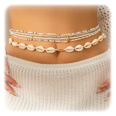 Imagem de NICENEEDED Corrente de cintura com contas de coloful de verão praia, corrente de barriga com contas de várias camadas, acessórios para o corpo de contas de biquíni para mulheres