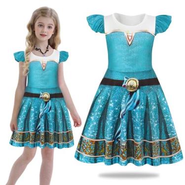 Imagem de Sukyfecde Fantasia de princesa para meninas, fantasias de Halloween, roupas de cosplay, roupas infantis de Natal e aniversário, Verde-escuro, branco, 3-4 Anos