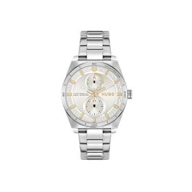 Imagem de HUGO Relógio multifuncional feminino de quartzo 3H, aço inoxidável, resistente à água até 5 ATM/50 metros, relógio elegante e esportivo, presente para ela, 38 mm, Prata