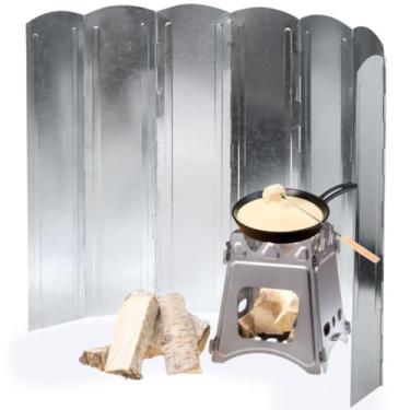 Imagem de Para-brisas de fogão de acampamento, Japard durável, grande, alto, dobrável, para-brisa, queimador de propano butano, 8 placas de 58,4 cm A 116,8 cm de largura, portátil para caminhadas, acampamento,