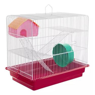 Imagem de Gaiola Hamster 3 Andares C Escadinha Casinha - LMM pets, Branco