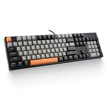 Imagem de E-YOOSO Z-14 Teclado mecânico para jogos de 104 teclas, teclado de computador tamanho completo com interruptor vermelho, teclado mecânico retroiluminado amarelo sólido para PC Gamer, preto