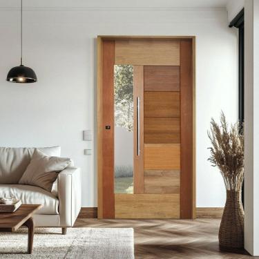 Imagem de Porta Pivotante com Visor Mista Batente Misto 14 Puxador Tubo 110cm X 210cm Direito 3B