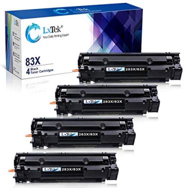 Imagem de Cartucho de toner compatível LxTek de substituição para HP 83X CF283X 83A CF283A para uso com Laserjet Pro M201dw M201n M201 M125 M125nw M127fn M127fw M225dn M225dw Impressoras a laser (4 pretas, alto rendimento)