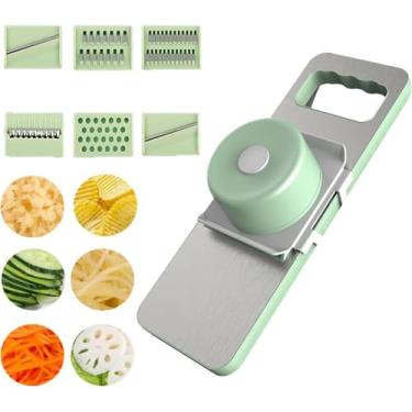 Imagem de Mandoline Profissional Cozinha Slicer Aço Inox 6 Em 1 Fatiador Cortador Ralador De Legumes Verduras Frutas - Cor aleatória