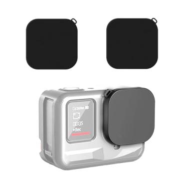Imagem de 2 pacotes de capa protetora de lente de silicone acessórios de capa de lente macia, compatível com Insta360 Ace Pro, capa lavável antiperda com orifício de cordão (preto)