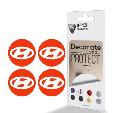 Imagem de IPG Decalque feito para Hyundai 2011-23 Sonata/Azera/Santa Fe (decalque de 5,5 cm - tampa central de 5,9 cm) fora do logotipo adesivos externos (4 unidades) (laranja)