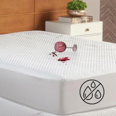 Imagem de Protetor de Colchão Solteiro Impermeável Capa Protetora Acolchoada com Elástico Resistente Branco
