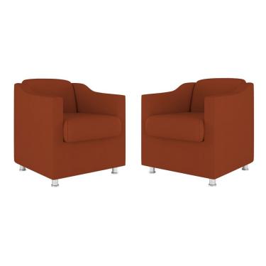 Imagem de Kit 02 Cadeiras Poltronas Decorativas Recepção Clinica Suede Cor:terracota
