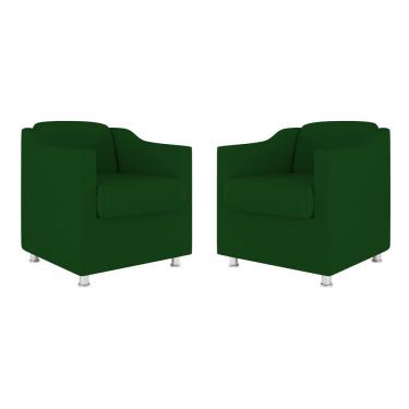 Imagem de Kit 02 Cadeiras Poltronas Decorativas Recepção Clinica Suede Cor:verde