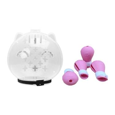 Imagem de Gralara Focinho de gato com capa de garra, capa protetora, máscara anti-arranhões, capuz para gato, máscara facial para barbear, viagem, higiene e banho, L Pink Foot Pads