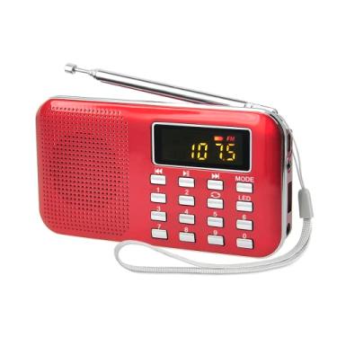 Imagem de LETING Rádio Portátil Am Fm Com Alto-Falante Mp3, Suporte Para Cartão Micro Sd/Tf/Usb/Gravação De Música, Bateria Recarregável, Mini Melhor Recepção (Vermelho)
