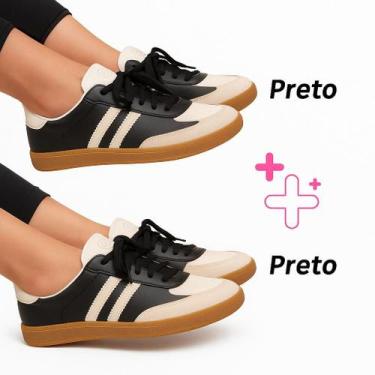 Imagem de Tênis Feminino Kit 2 Pares Casual Retrô Vintage  Imperdível - ZAREIA_C