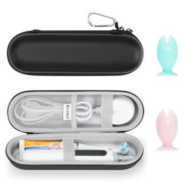 Imagem de Yinke Estojo De Viagem Para Escova Dentes Yinske Com 2 Tampas Elétrica Oral-B/Philips Sonicare: Conjunto Organizador Limpeza Portátil E À Prova D'Água