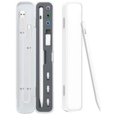 Imagem de SIXFU Estojo Para Apple Pro/2ª Geração/1ª Geração/Usb-C Pencil, Dicas De Design E Armazenamento, Acessórios Ipad (Branco + Cinza Escuro)
