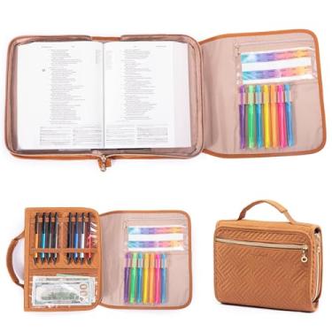 Imagem de Aplufine Capa Tripla Para Bíblia Mulheres, Estojo Masculino, Transporte De Meninas, Meninos, Bolsas Com Alça E Bolso Zíper, Fornecedores Estudo, Porta-Livros, Presente Livros, Presentes Cristãos