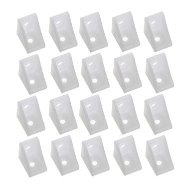 Imagem de MroMax 10 peças suporte de ângulo 42 x 23 x 23 mm suporte de canto de plástico em forma de L suporte de ângulo direito suporte de prateleira de canto protetor de prateleira para móveis W capa branca, MRO191206C-0050, Branco, 50Pcs 20x20x15mm