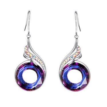 Imagem de DIAMANTIO Brincos de gota de cristal coloridos com efeito aurora boreal e zircônia cúbica – brincos pendentes banhados a prata para mulheres, joias elegantes de festa ou noite