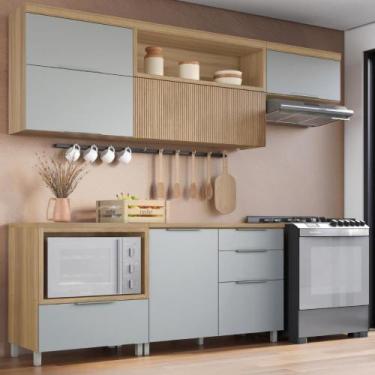 Imagem de Cozinha Completa 5 Peças 5 Portas 4 Gavetas 100% MDF - Faura, Nature/V