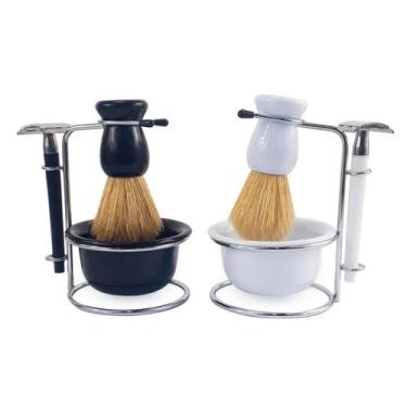 Imagem de 10 Kit Barba Vintage Retrô Barbearia Navalha Pincel Banheiro - Tacolan
