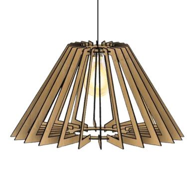 Imagem de Luminária Teto Tipo Pendente Pirâmide Mdf Completa - MDF Cru