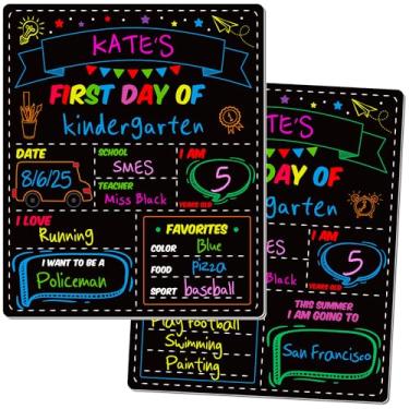 Imagem de Quadro do primeiro e último dia escolar, quadro duplo de 25 x 30 cm, quadro negro de papel de volta às aulas para memórias e marcos pré-escolares do jardim de infância