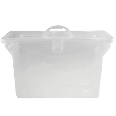 Imagem de Kit 12 Maletas Arquivo para Pastas Suspensas Documentos Dello Caixa Plástica Organizadora Empilhável Transparente