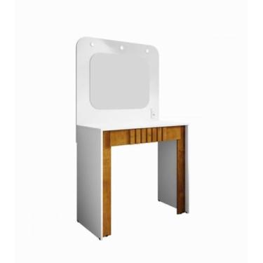 Imagem de Penteadeira Camarim Rouge com Espelho, Branca e Madeira, Estilo Moderno