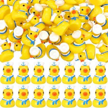 Imagem de 50 peças de mini patos de resina, marinheiros, patos de cruzeiro com chapéus, miniaturas de verão, brinquedos pequenos para esconder para navio de cruzeiro, micropaisagem, jardim, casa de bonecas