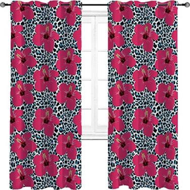 Imagem de Cortinas blackout Havaí – Cortinas de quarto e sala de estar com isolamento térmico, economia de energia e redução de ruído, para quarto, jardim de infância, sala de estar, magenta de 213 cm x C 213