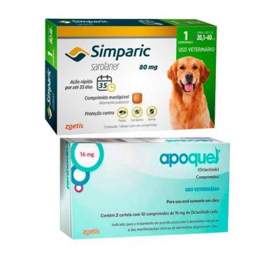 Imagem de Kit 1 Apoquel 16mg e 1 Simparic 80mg 20,1 a 40kg - Zoetis